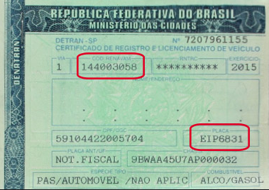 imagem representativa de como encontrar o número do Renavam no documento do veículo