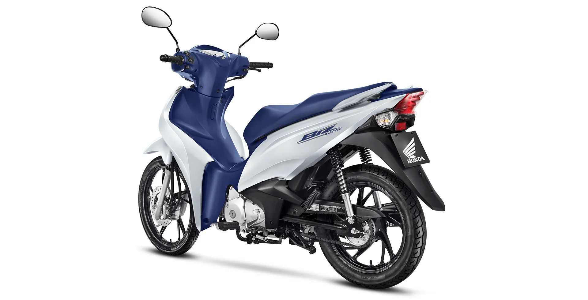 Imagem representativa da moto Honda Biz 125 azul. 