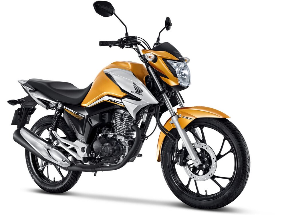 Imagem representativa da moto Honda CG 160 Titan amarela. 