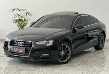 Foto frontal do Audi A5 Sportback 1.8 2016, exibindo toda a dianteira e a lateral do motorista.