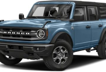 Foto frontal do Ford Bronco Big Bend 2023, exibindo toda a dianteira e a lateral do motorista.