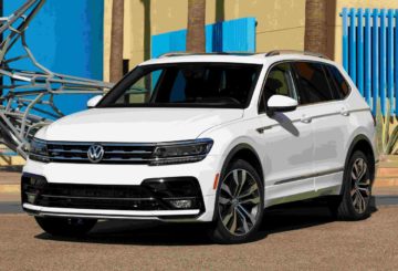 Foto frontal do Volkswagen Tiguan Allspace R-Line 2020.