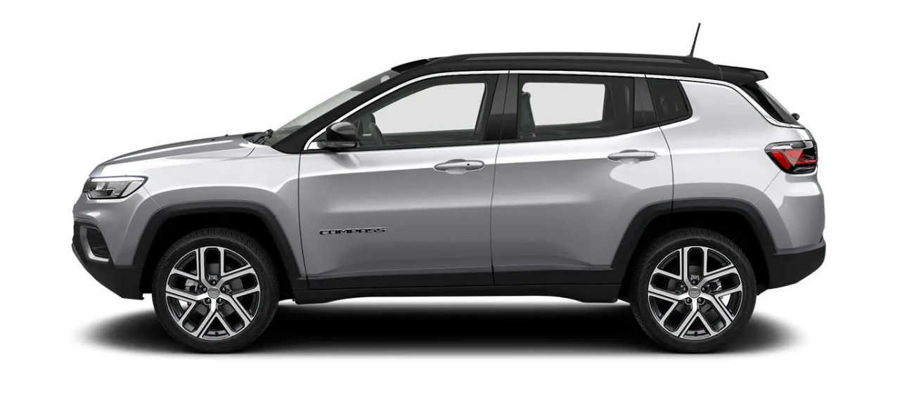 Foto lateral do Jeep Compass Limited TD350 2025.