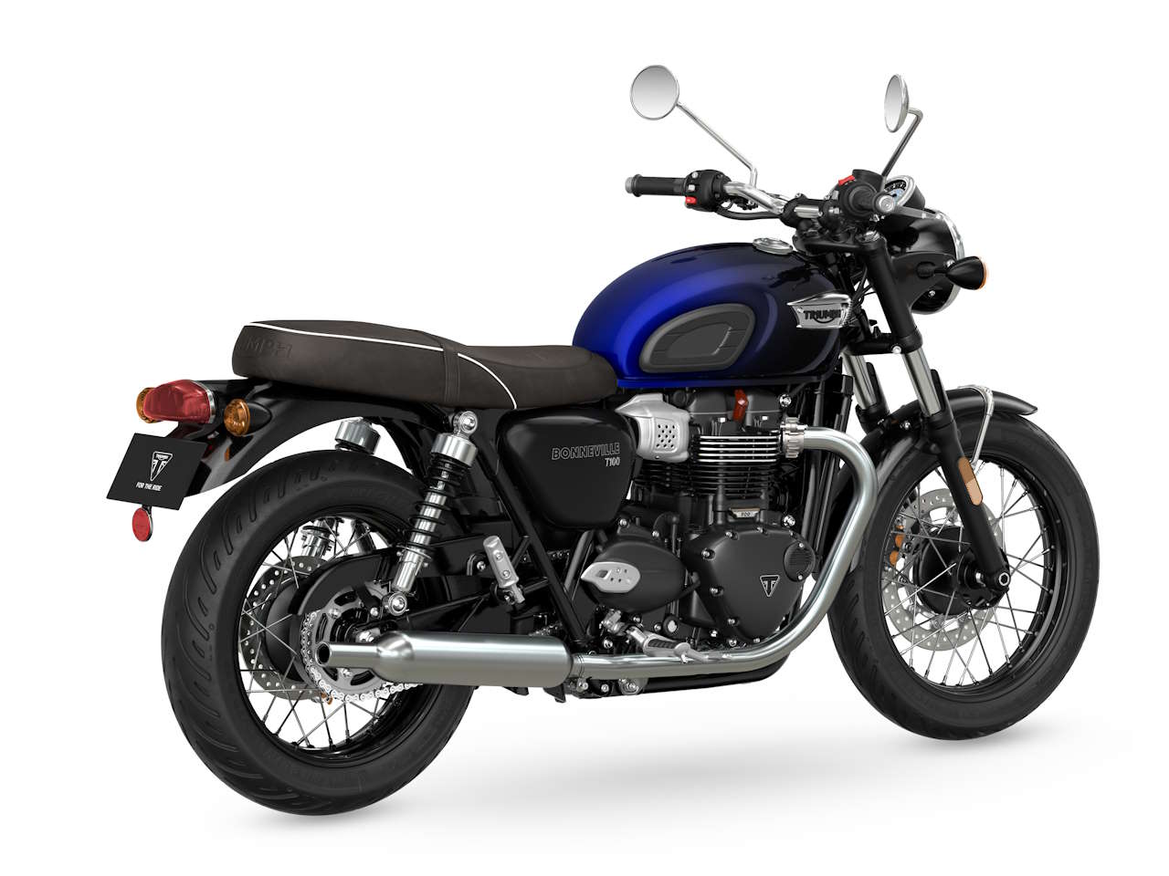 Foto traseira da Triumph Bonneville T100 (2022-2025).